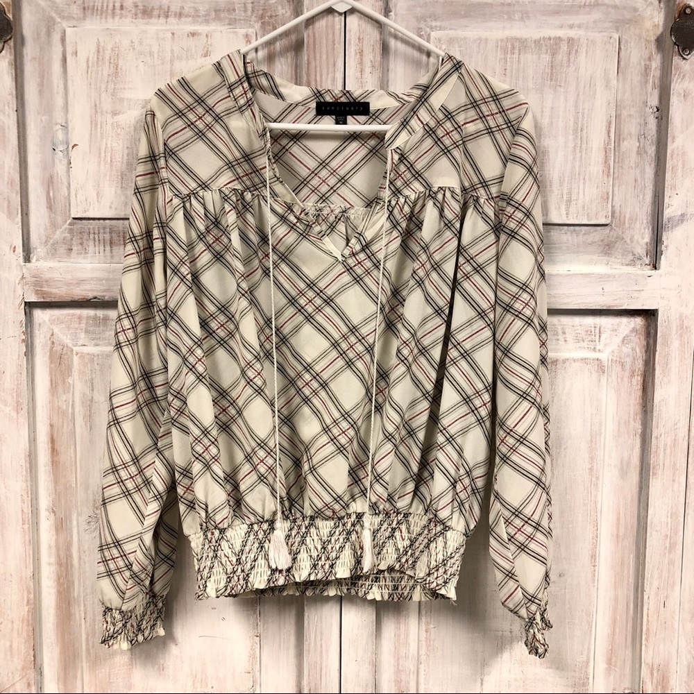 SANCTUARY Plaid Blouse